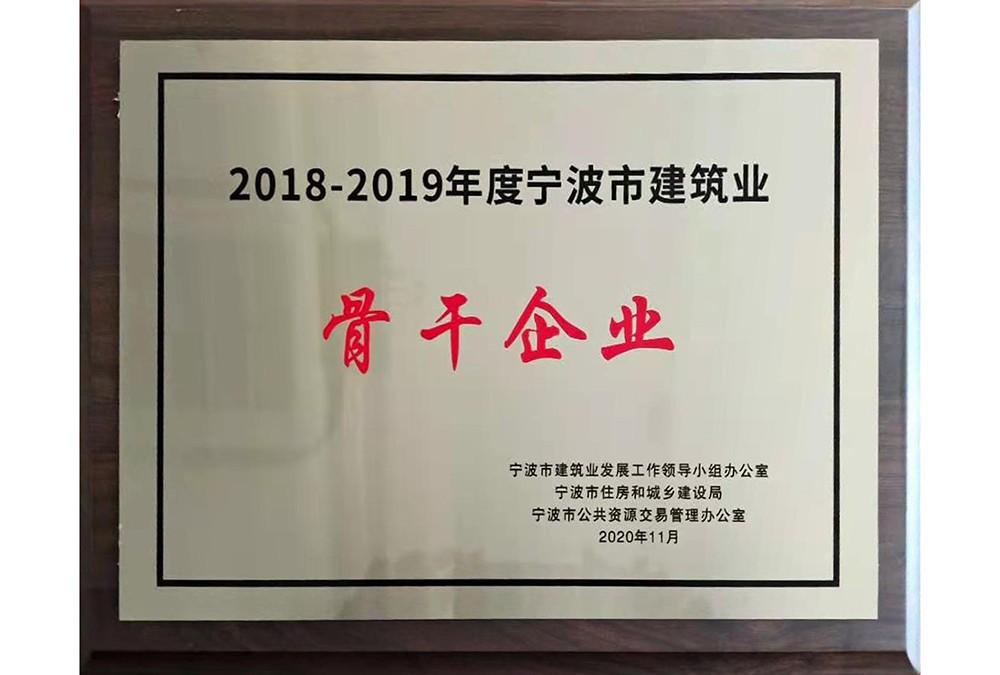 2018-2019年度宁波市建筑业骨干企业