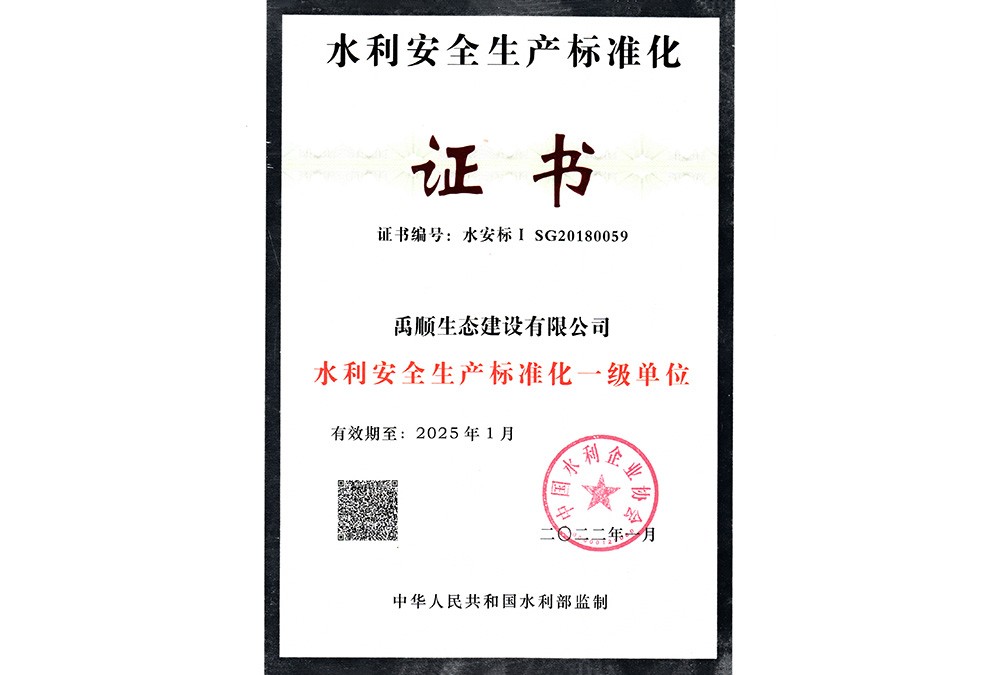 水利安标化一级证书